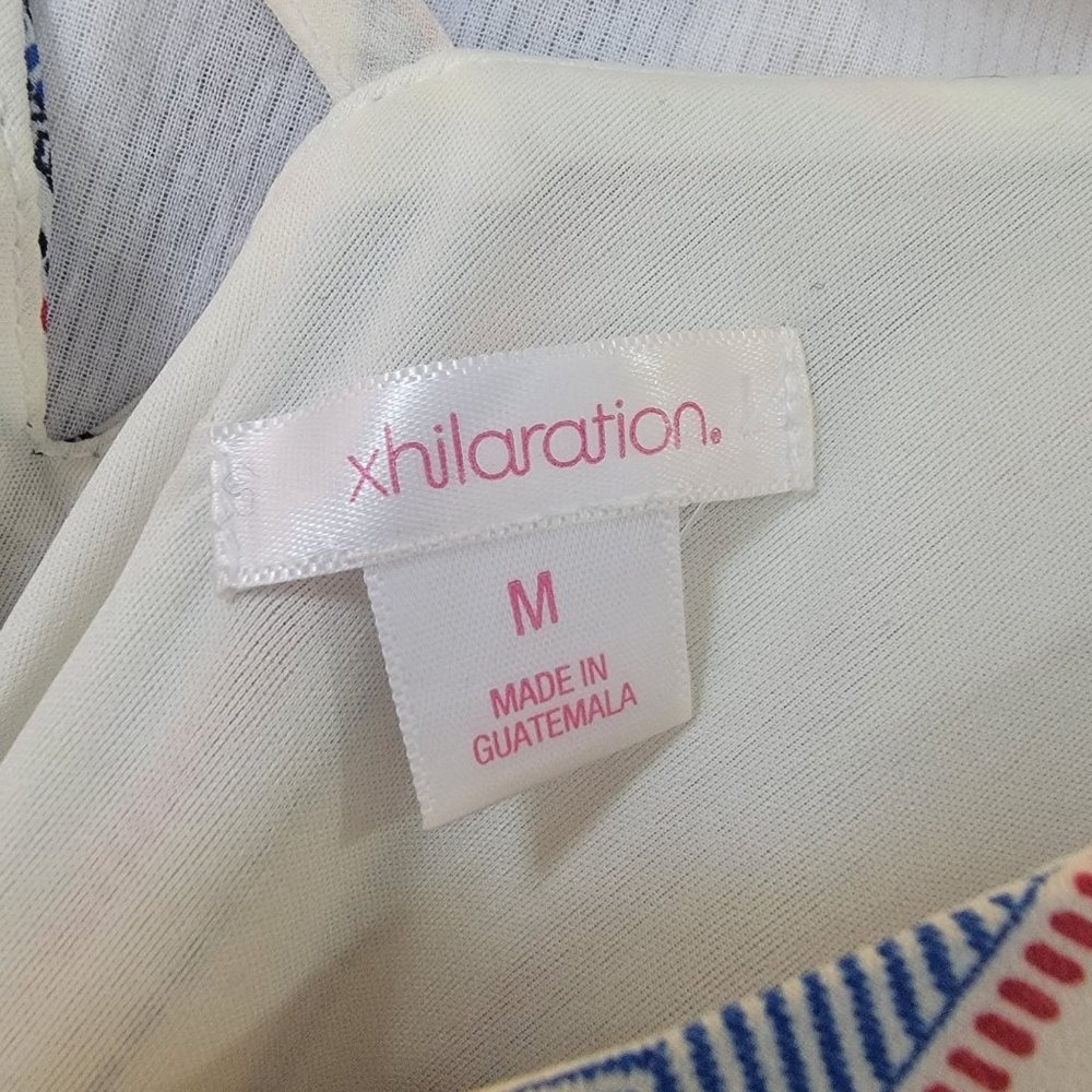 ✨Size M Women's Xhilaration BOHO Striped  Cris Cros Strap Mini Dress White Blue✨ - Picture 8 of 8